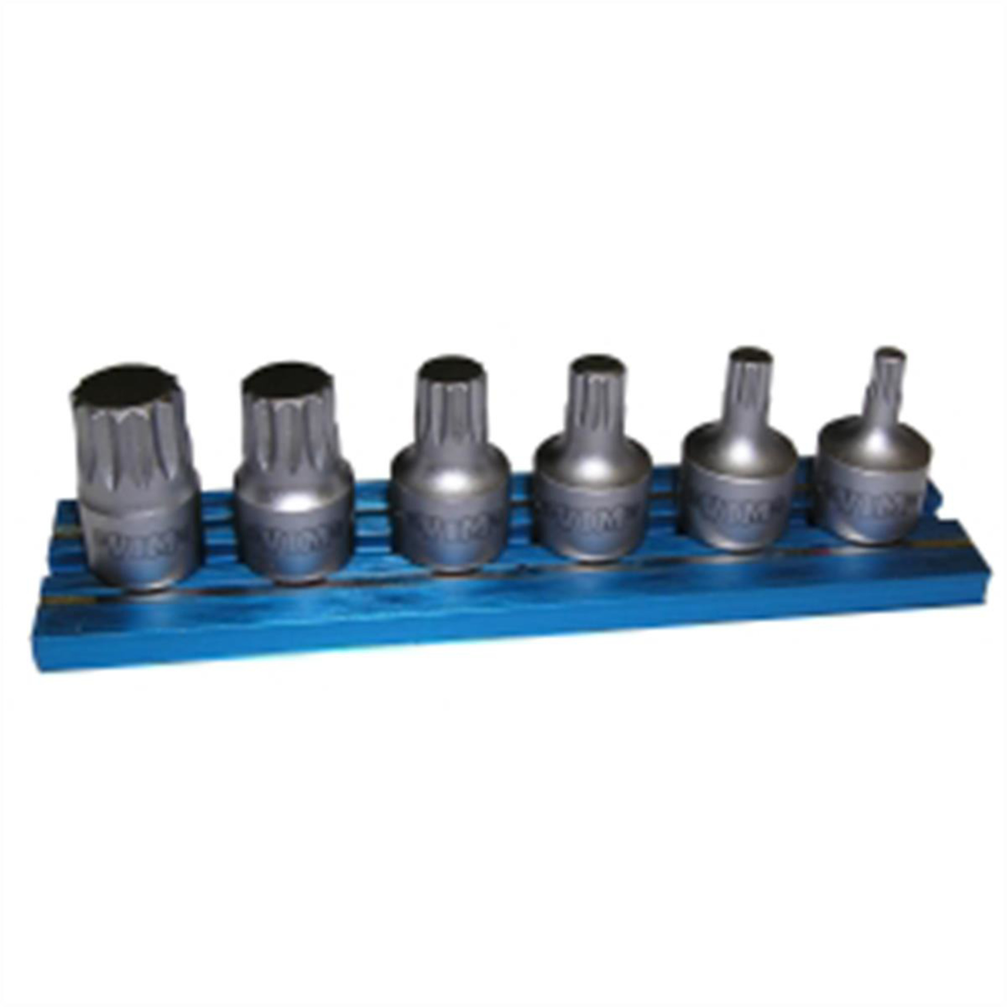 VIM Tools 6-Piece XZN Stubby Driver Set — 1/4in. Square Drive, S2 Steel, Satin Chrome Plated, Model# VIMXZNS412